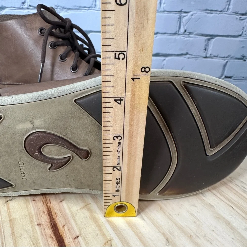 OluKai Men's Nalukai Chukka Ankle Boots Leather Sz US M9 EUR 42 Brown Lace Up